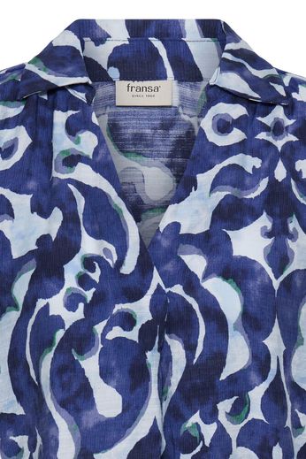 Fransa Blouse Ariana BOHO BLOOM NAVY/GREEN - OAK Fashion Noordwolde