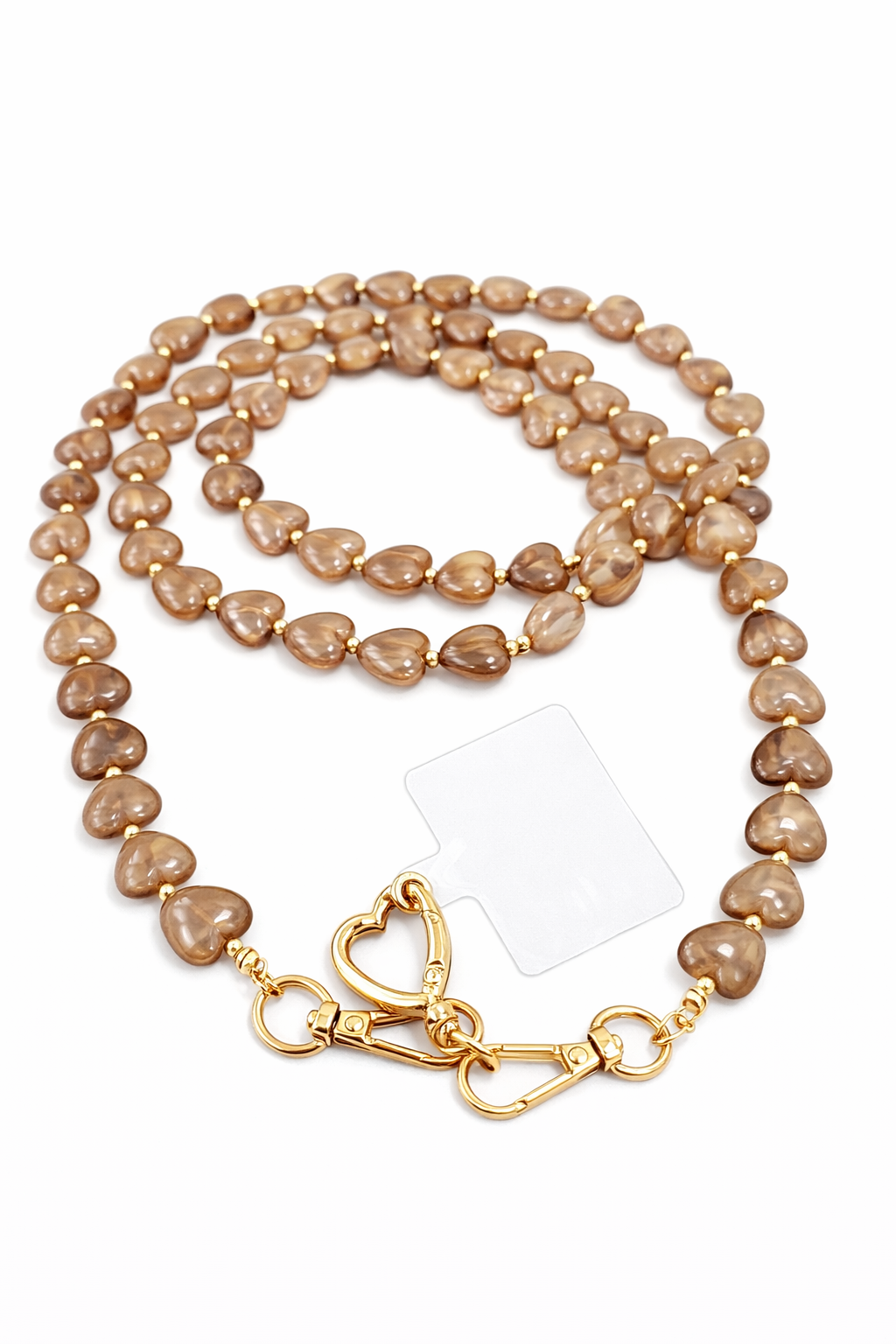 Strass 4 you Telefoonkoord Hartjes Brown - OAK Fashion Noordwolde