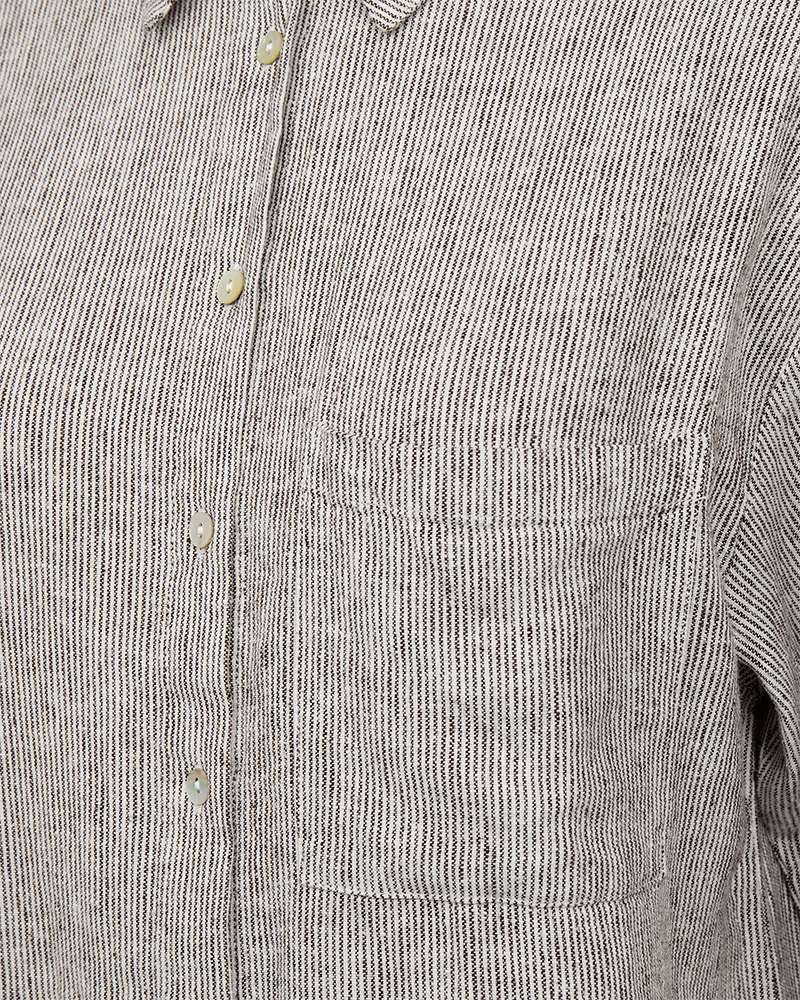 Freequent Blouse Lava met streepje Brown - OAK Fashion Noordwolde