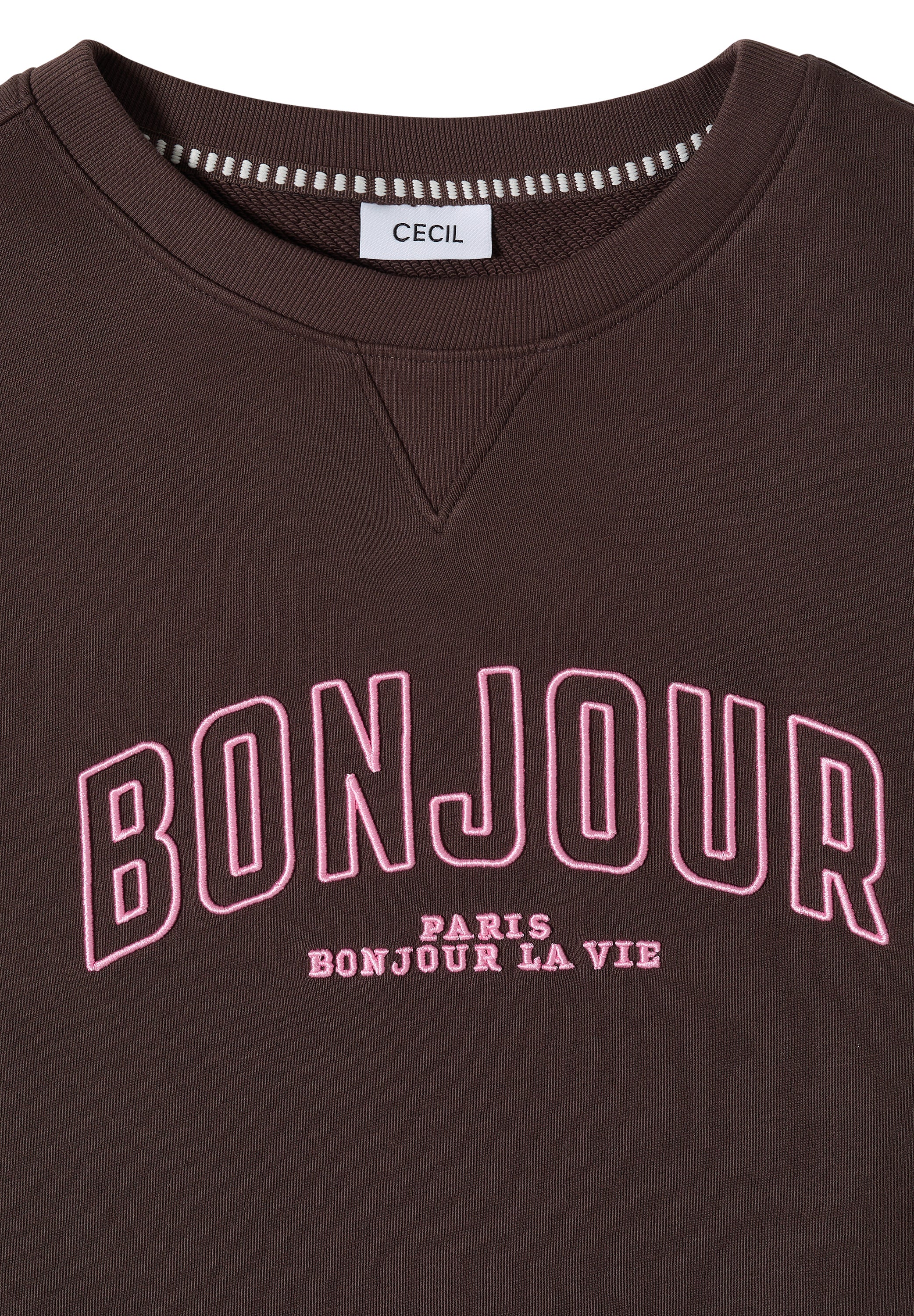 Cecil Sweater met Embroidery Bruin - OAK Fashion Noordwolde