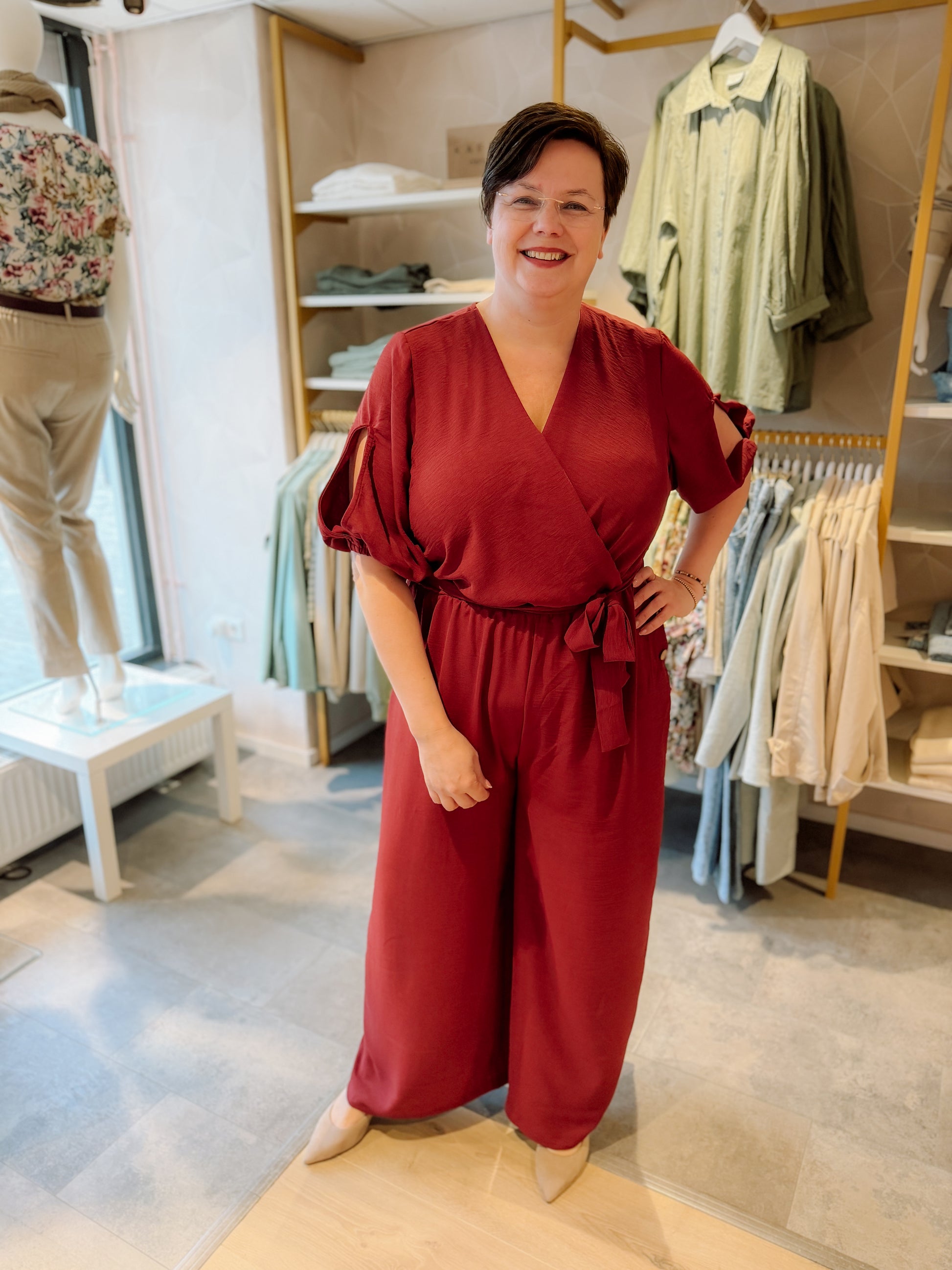 Curviss Jumpsuit Carin Rood - OAK Fashion Noordwolde