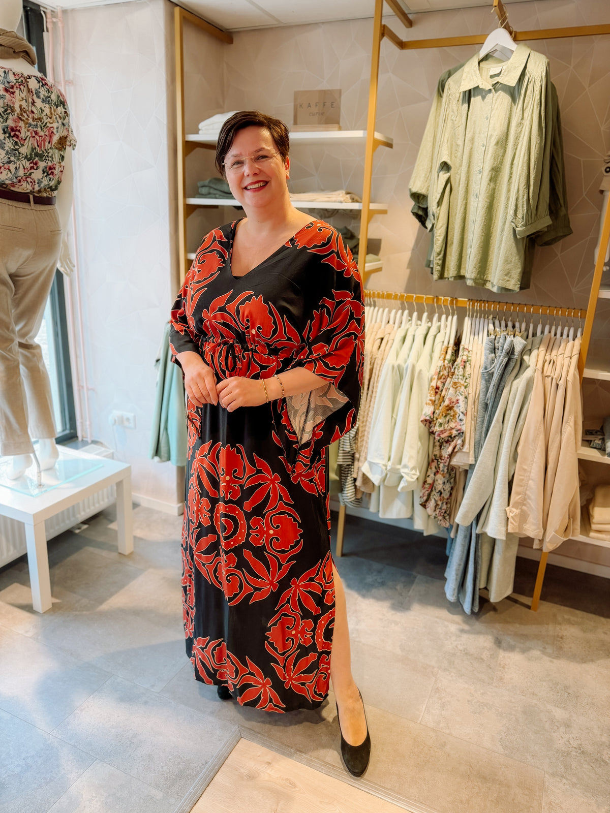 Curviss Jurk Print Zwart - OAK Fashion Noordwolde