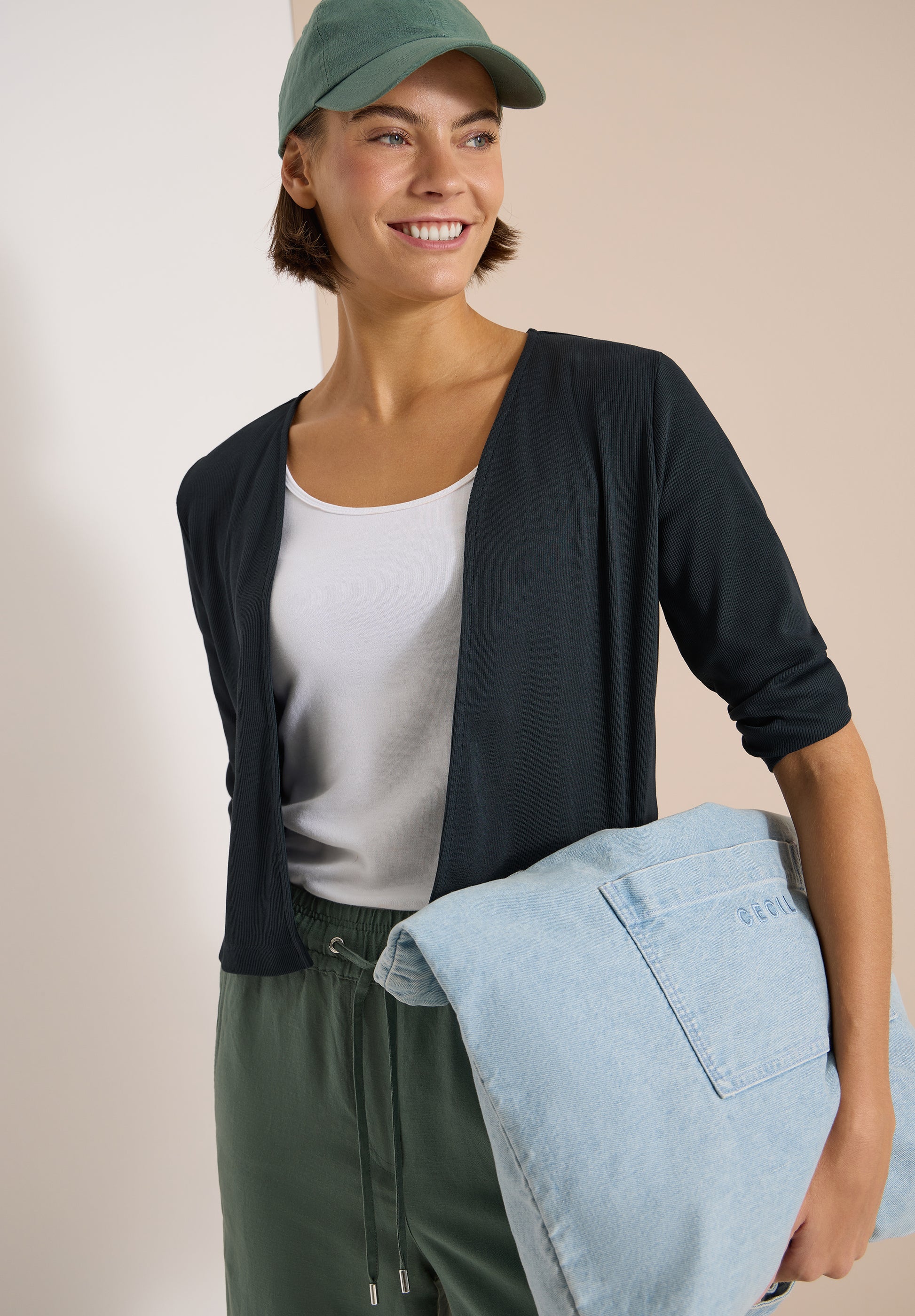 Cecil Vestje Rib Groen - OAK Fashion Noordwolde
