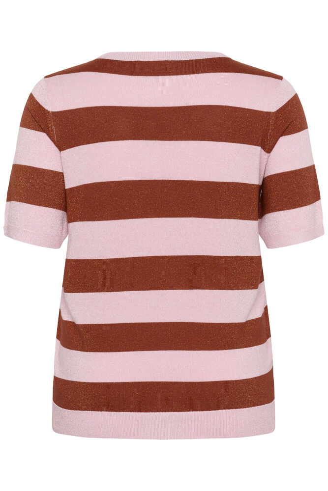 Kaffe Curve Stripe V-neck Pullover Ballerina/Henna Shiny Stripe - OAK Fashion Noordwolde