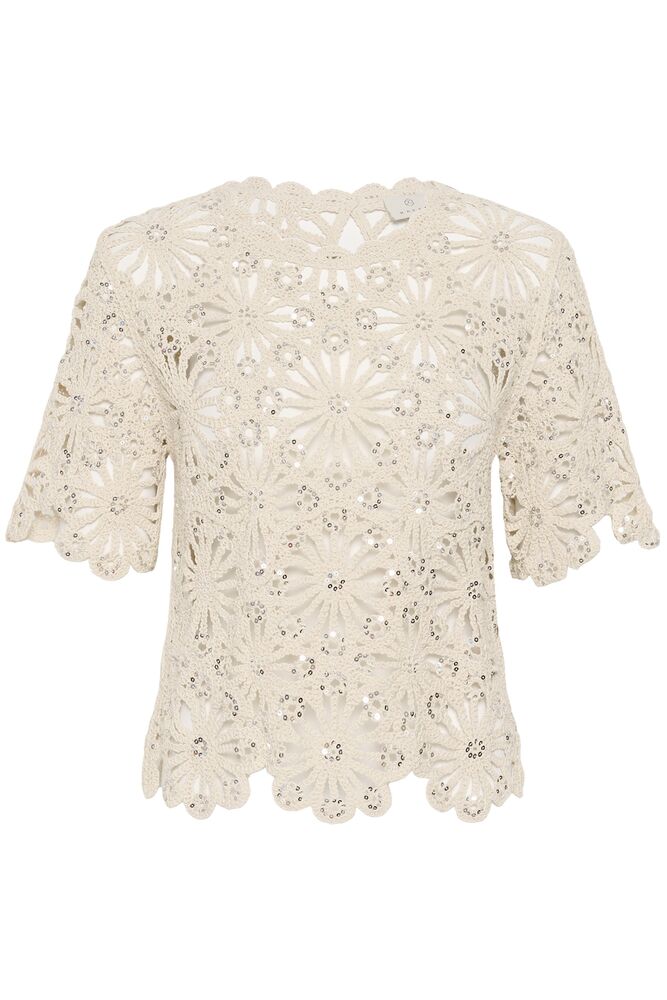 Kaffe Sequins knit Top Broken White w. Silver - OAK Fashion Noordwolde