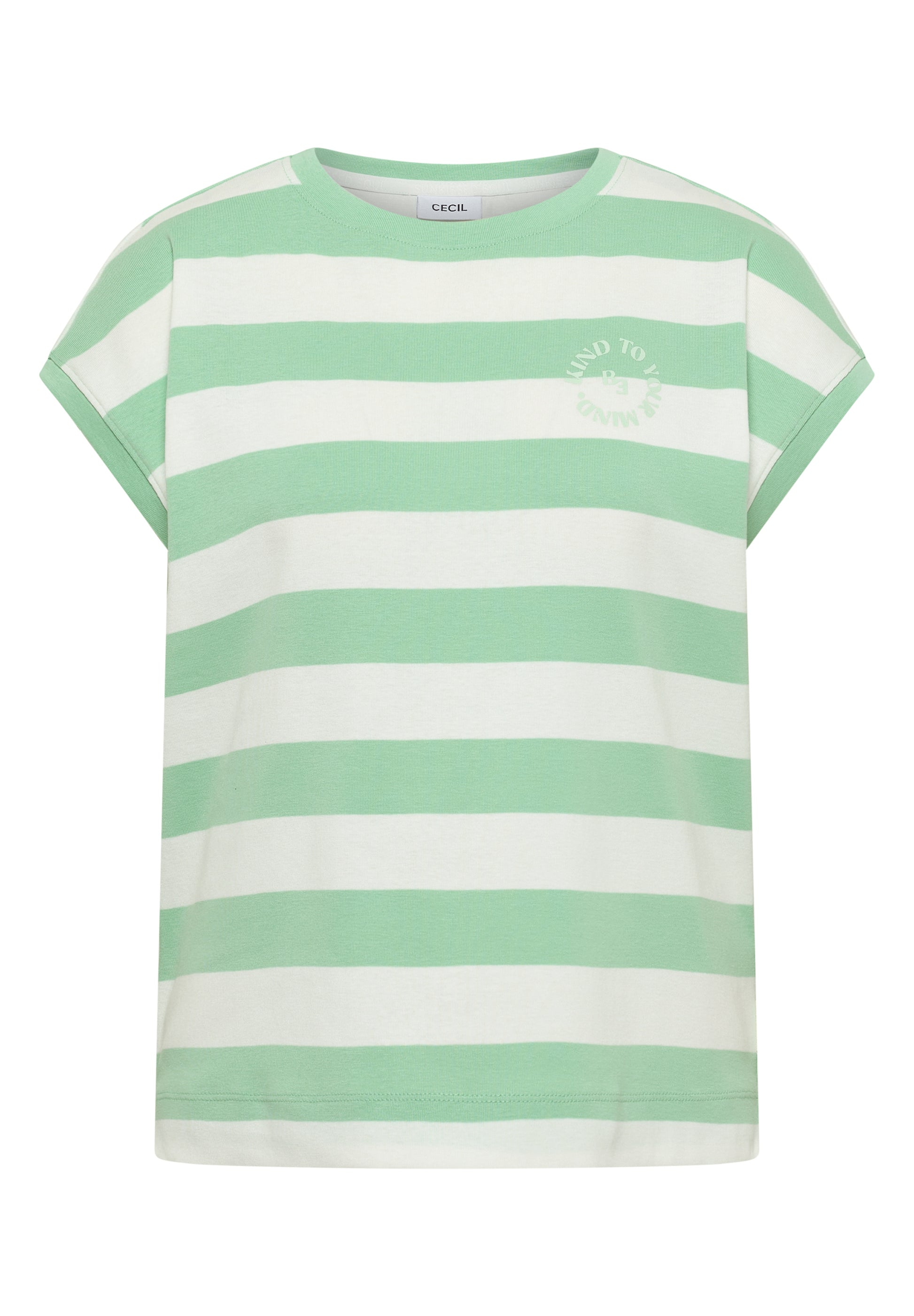 Cecil T-shirt Striped Groen - OAK Fashion Noordwolde