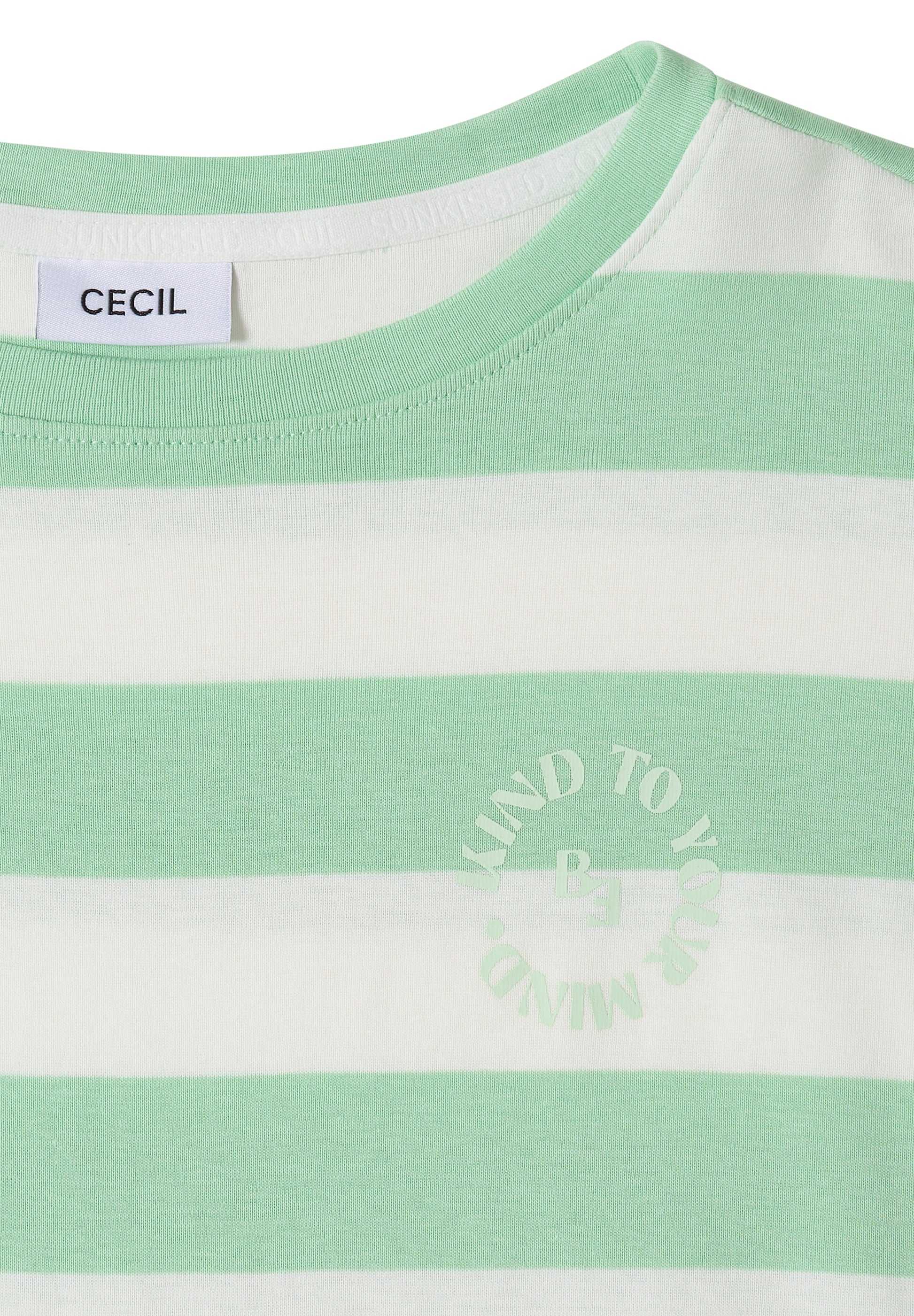 Cecil T-shirt Striped Groen - OAK Fashion Noordwolde