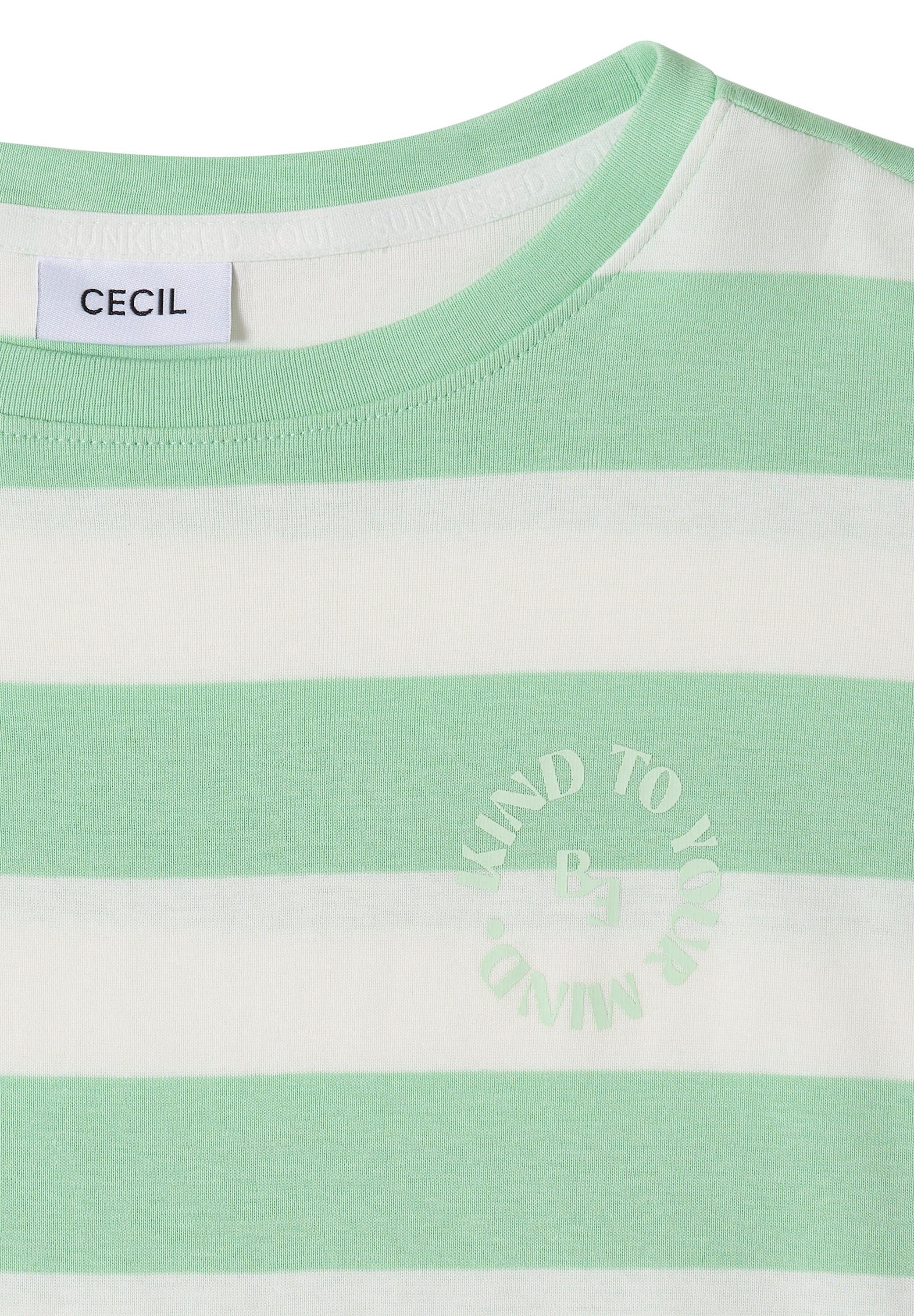 Cecil T-shirt Striped Groen - OAK Fashion Noordwolde