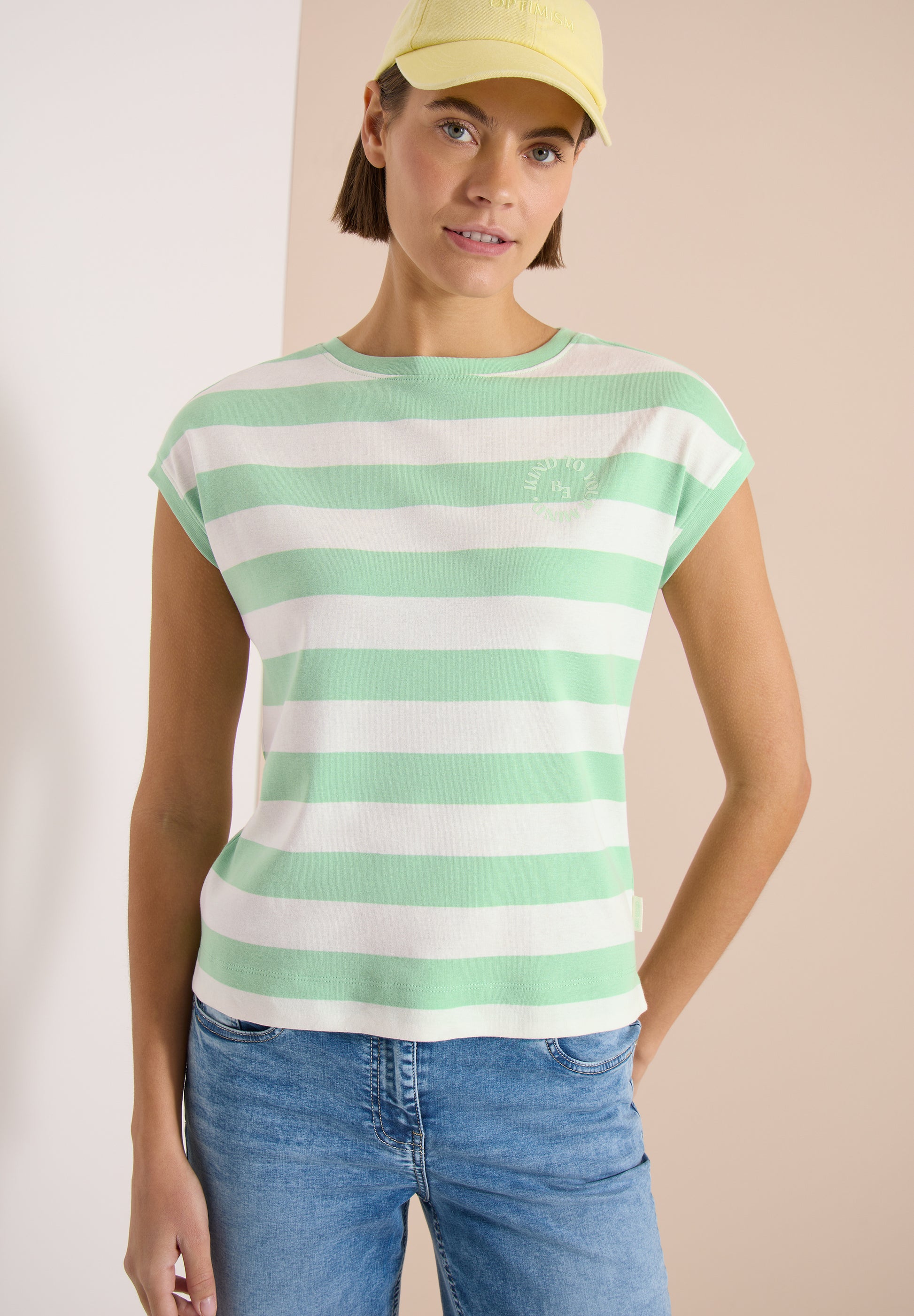 Cecil T-shirt Striped Groen - OAK Fashion Noordwolde
