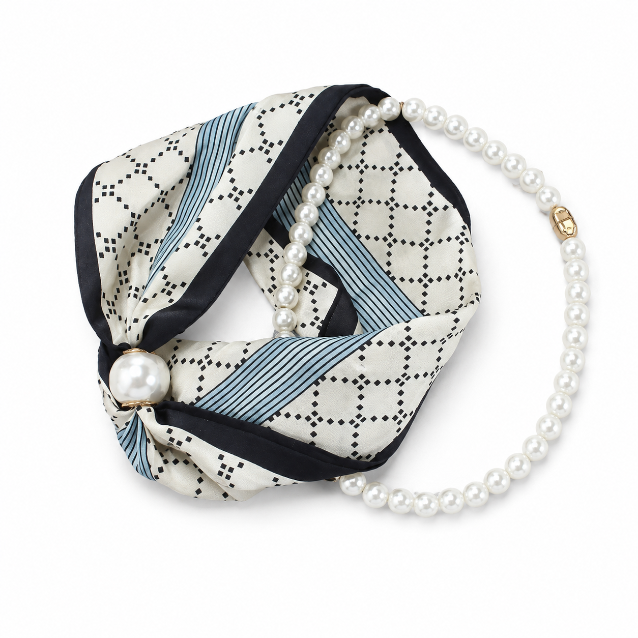 Oak Sjaal met ketting Grafisch Wit - OAK Fashion Noordwolde