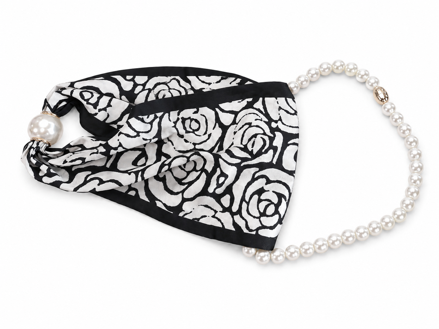 Oak Sjaal met ketting Roses Zwart - OAK Fashion Noordwolde