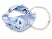 Oak Sjaal met Ketting Flowers Blauw - OAK Fashion Noordwolde