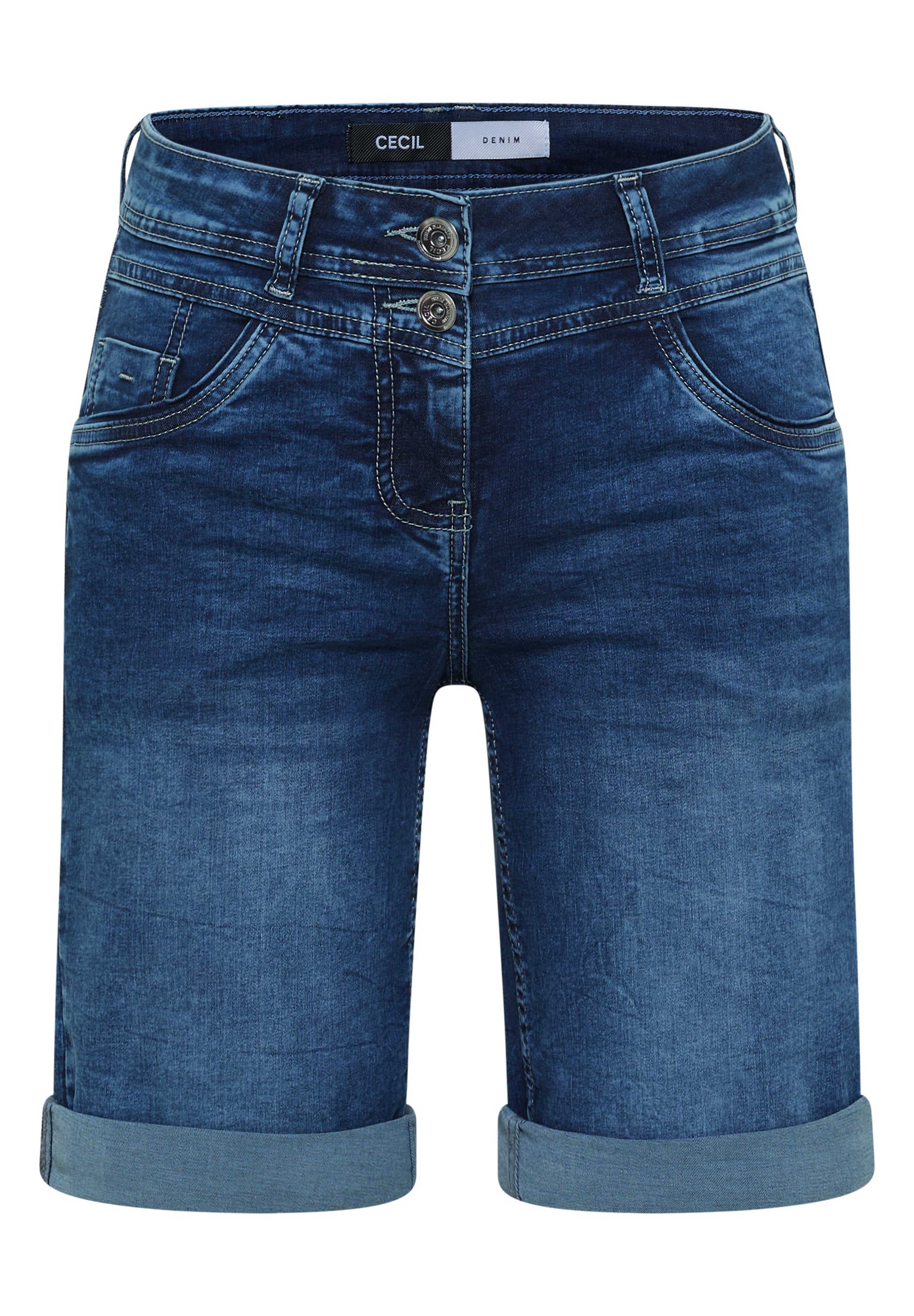 Cecil Short Scarlett Blauw - OAK Fashion Noordwolde
