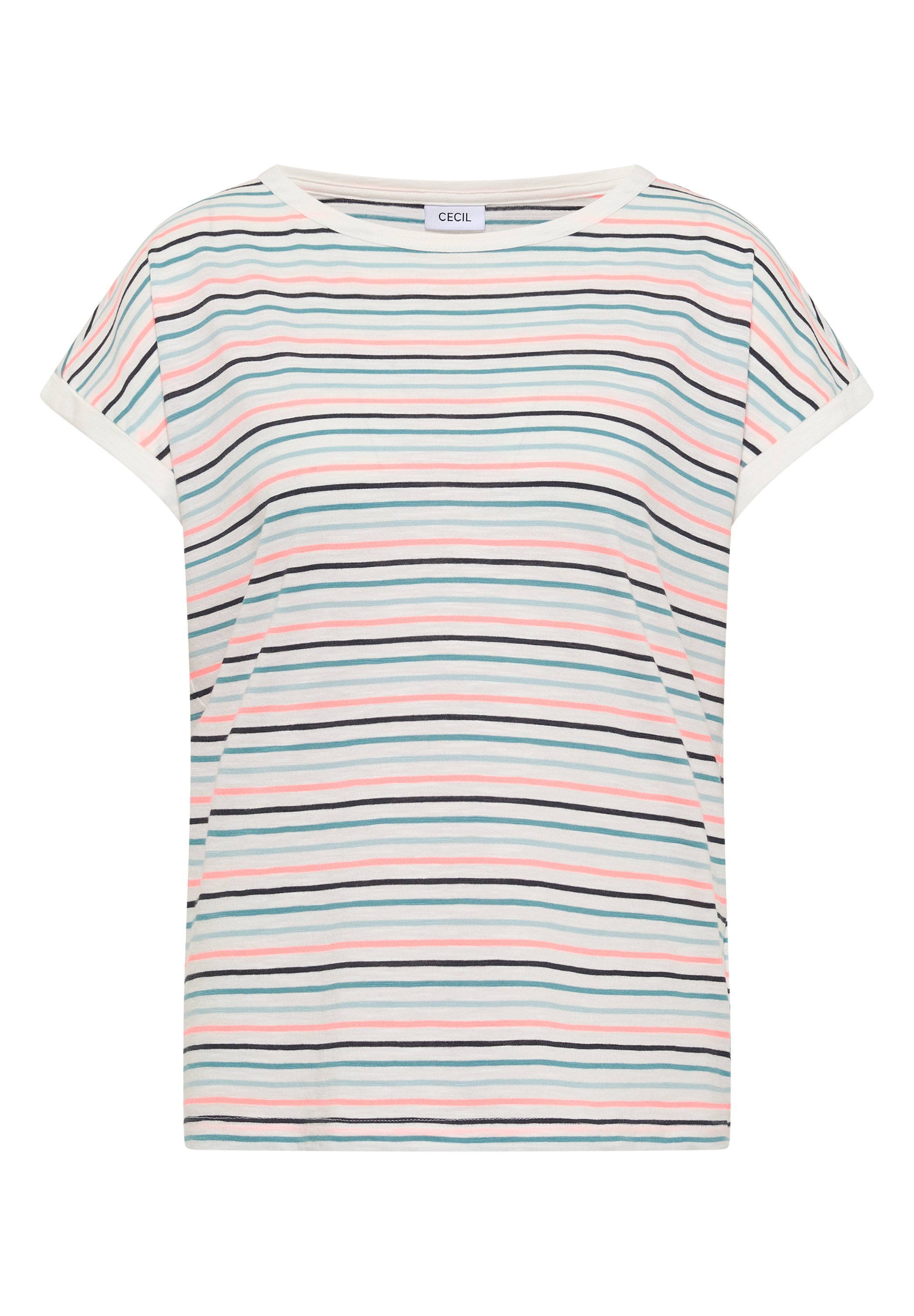 Cecil T-shirt Striped Wit - OAK Fashion Noordwolde