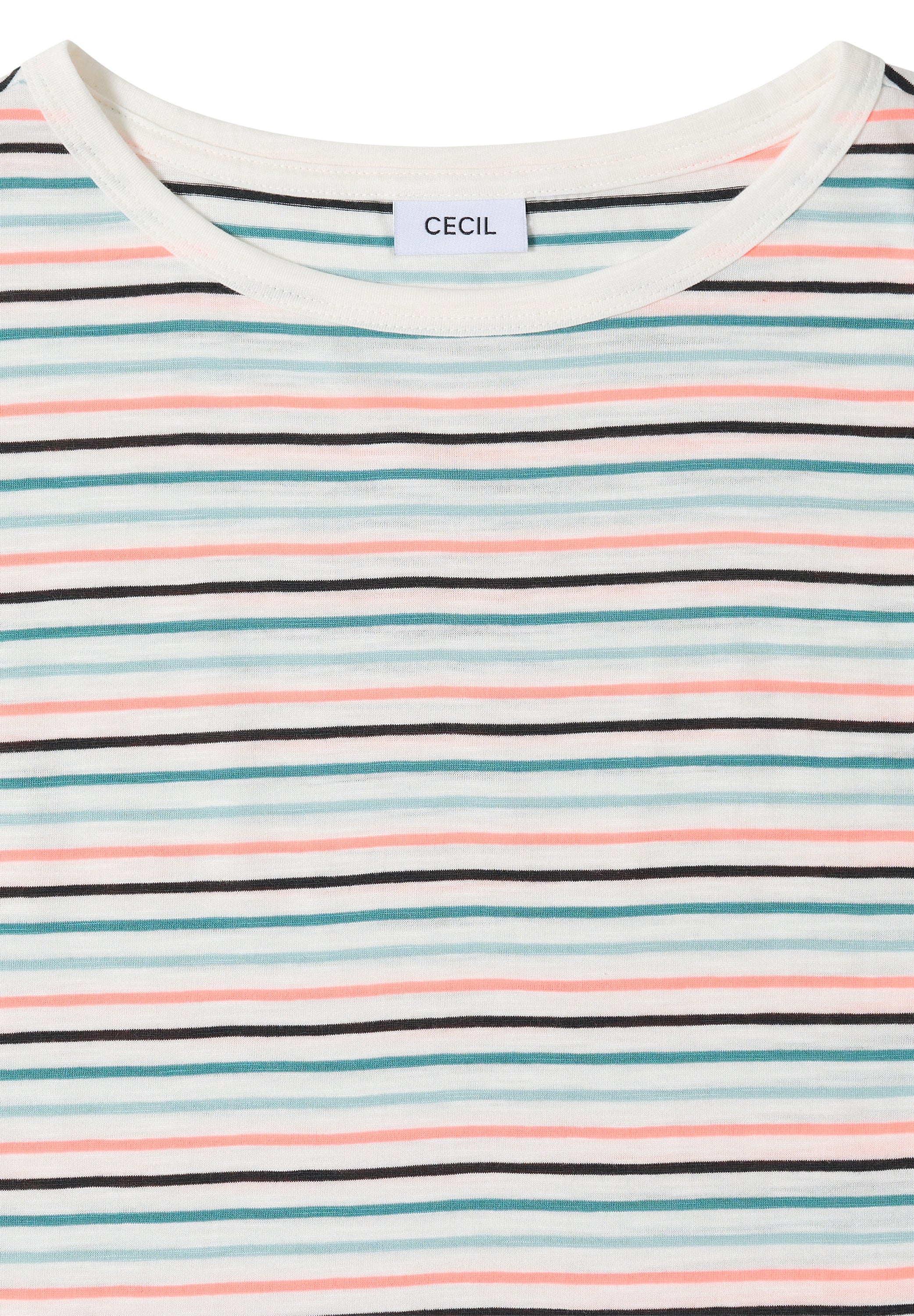 Cecil T-shirt Striped Wit - OAK Fashion Noordwolde
