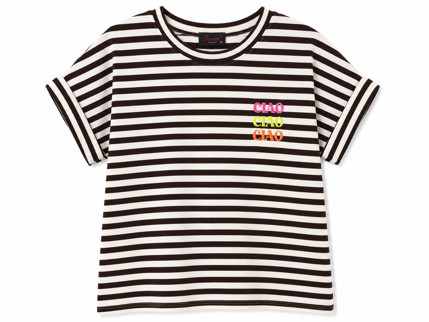 Oak Top Streep Ciao Bruin - OAK Fashion Noordwolde