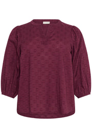 Kaffe Curve KCloulou Blouse 3/4 SL Windsor Wine - OAK Fashion Noordwolde