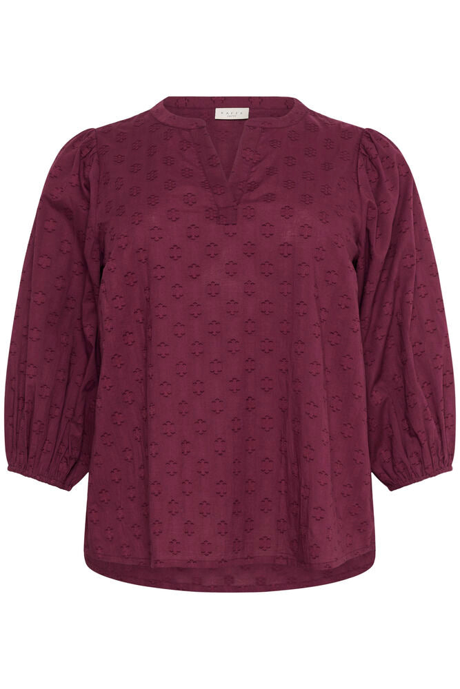 Kaffe Curve KCloulou Blouse 3/4 SL Windsor Wine - OAK Fashion Noordwolde