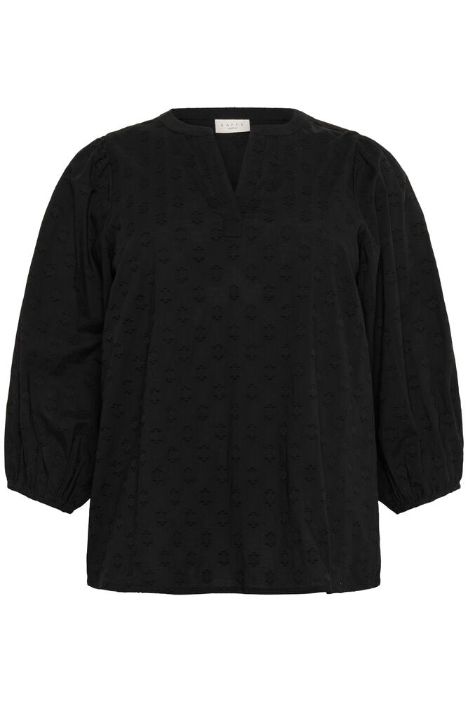 Kaffe Curve KCloulou Blouse 3/4 SL Black Deep - OAK Fashion Noordwolde