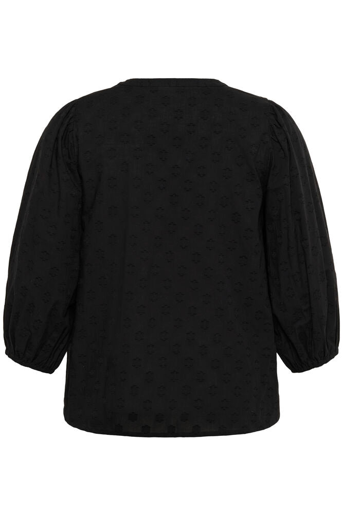 Kaffe Curve KCloulou Blouse 3/4 SL Black Deep - OAK Fashion Noordwolde