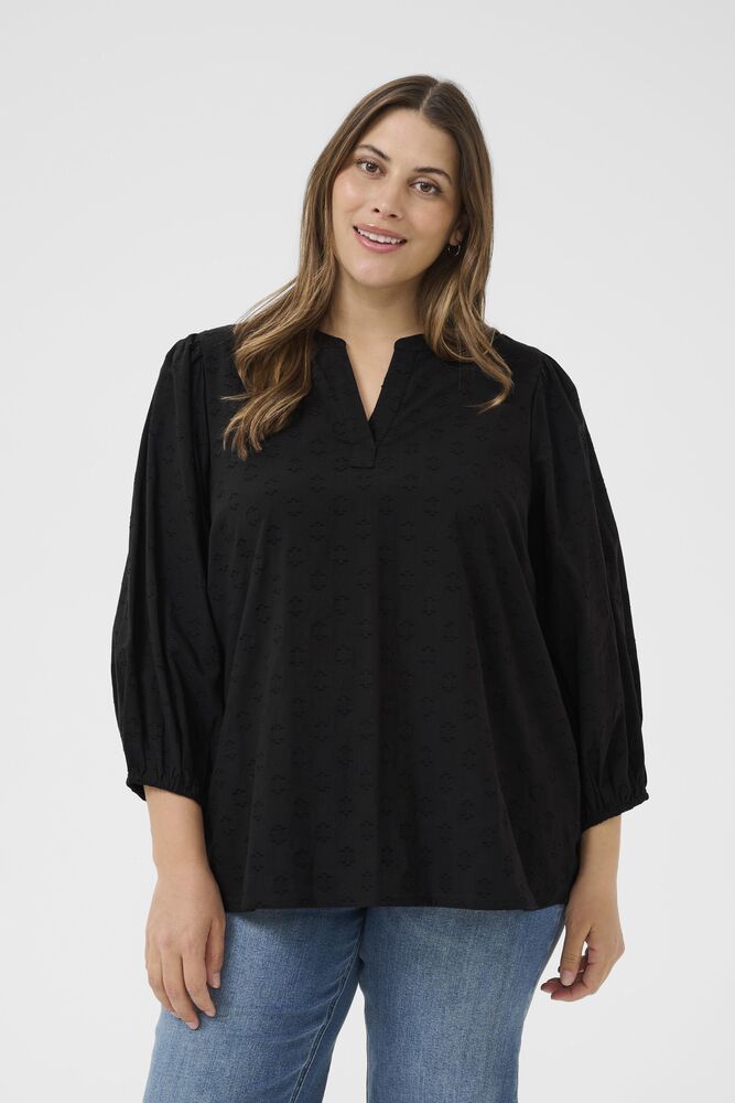 Kaffe Curve KCloulou Blouse 3/4 SL Black Deep - OAK Fashion Noordwolde