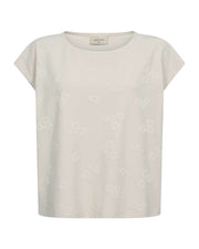 Freequent T-shirt Ziprea ecru - OAK Fashion Noordwolde