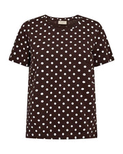 Freequent T-shirt Viva Dots Bruin - OAK Fashion Noordwolde