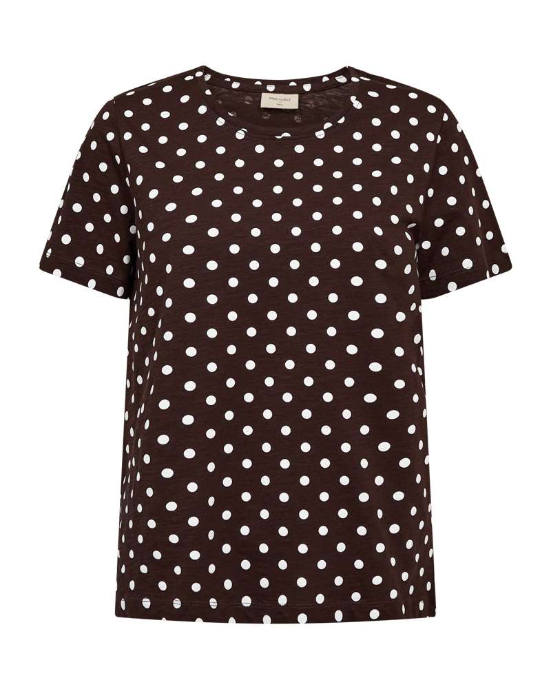 Freequent T-shirt Viva Dots Bruin - OAK Fashion Noordwolde