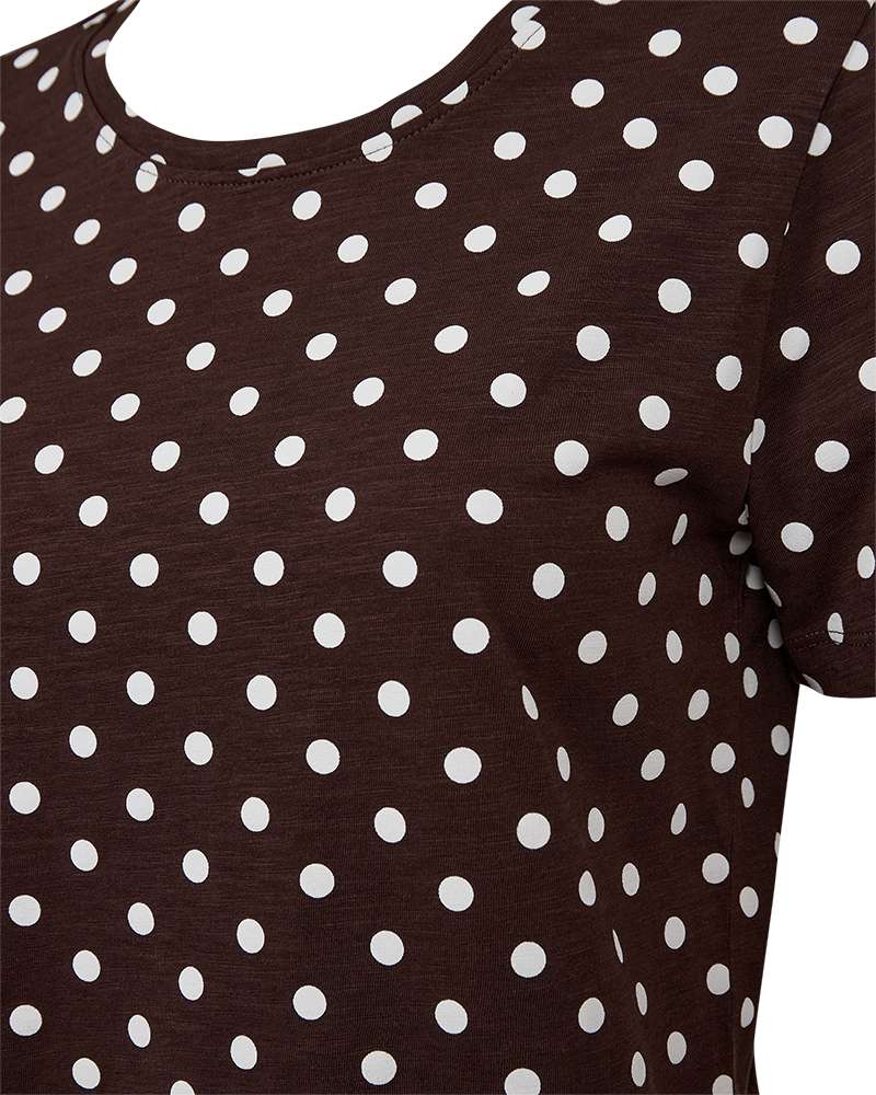 Freequent T-shirt Viva Dots Bruin - OAK Fashion Noordwolde