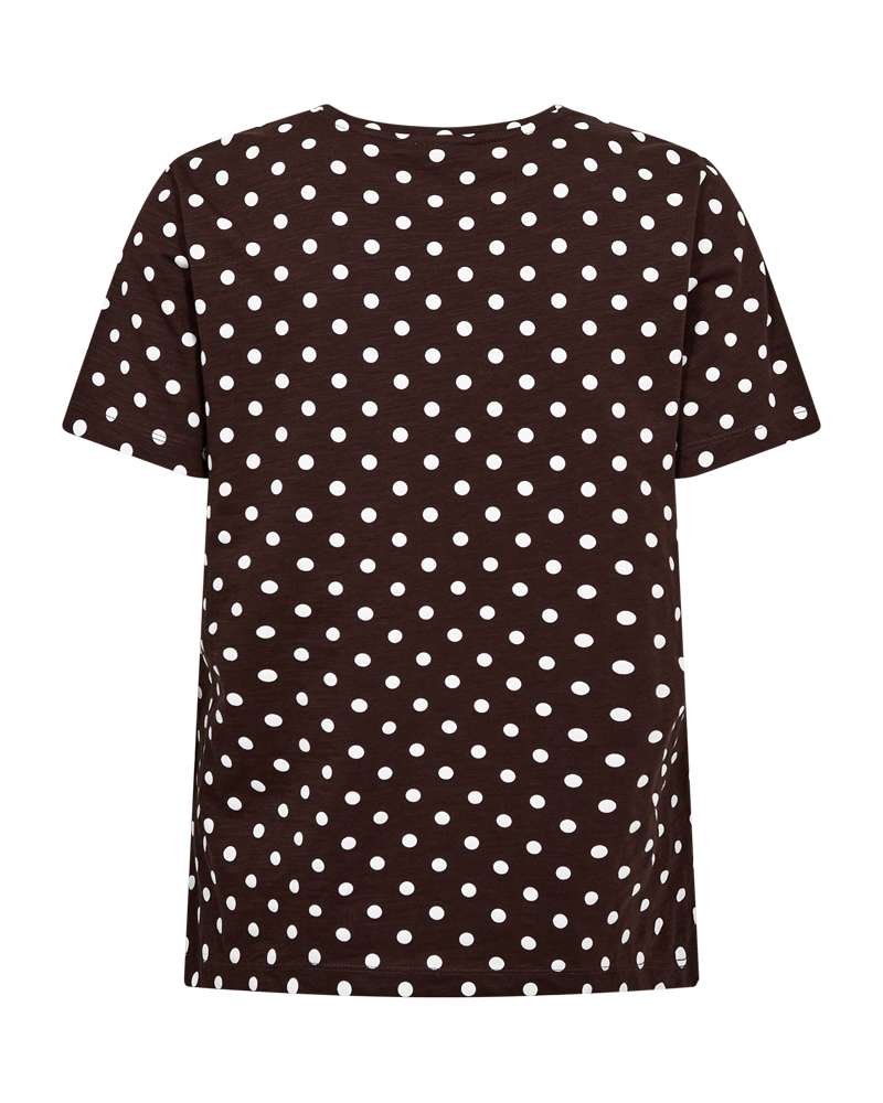 Freequent T-shirt Viva Dots Bruin - OAK Fashion Noordwolde