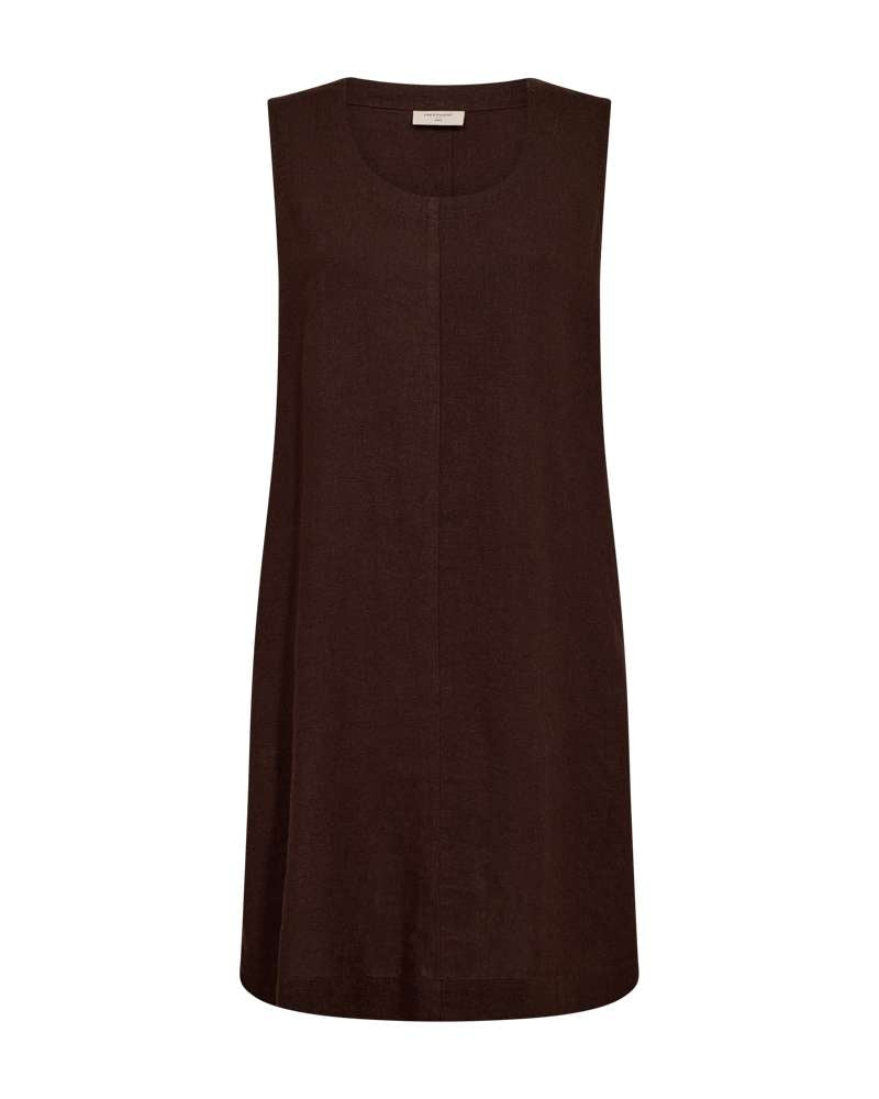 Freequent Jurk Lava Mouwloos Brown - OAK Fashion Noordwolde