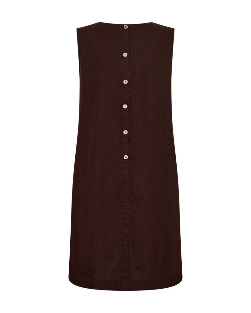 Freequent Jurk Lava Mouwloos Brown - OAK Fashion Noordwolde