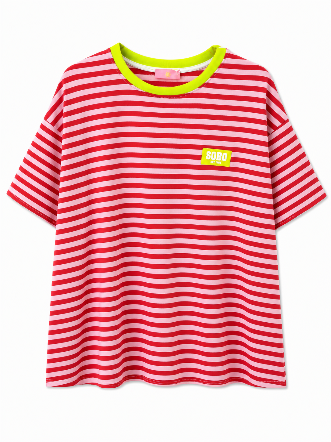 Oak T-shirt Streep Soho Rood - OAK Fashion Noordwolde