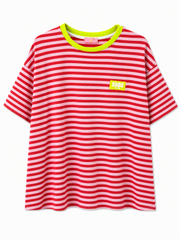 Oak T-shirt Streep Soho Rood - OAK Fashion Noordwolde
