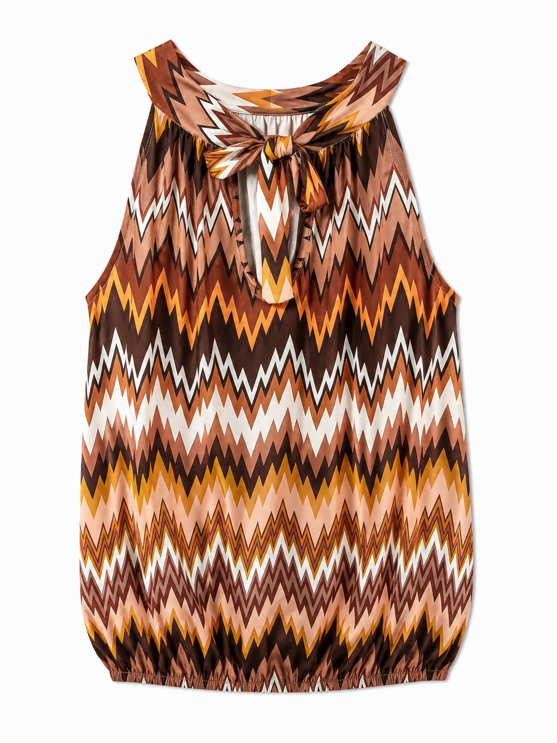 Oak Haltertop Zigzag Bruin - OAK Fashion Noordwolde