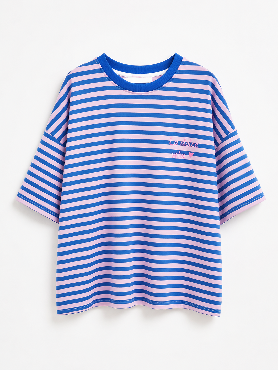 Oak T-shirt Streep La Dolce Vita Blauw - OAK Fashion Noordwolde