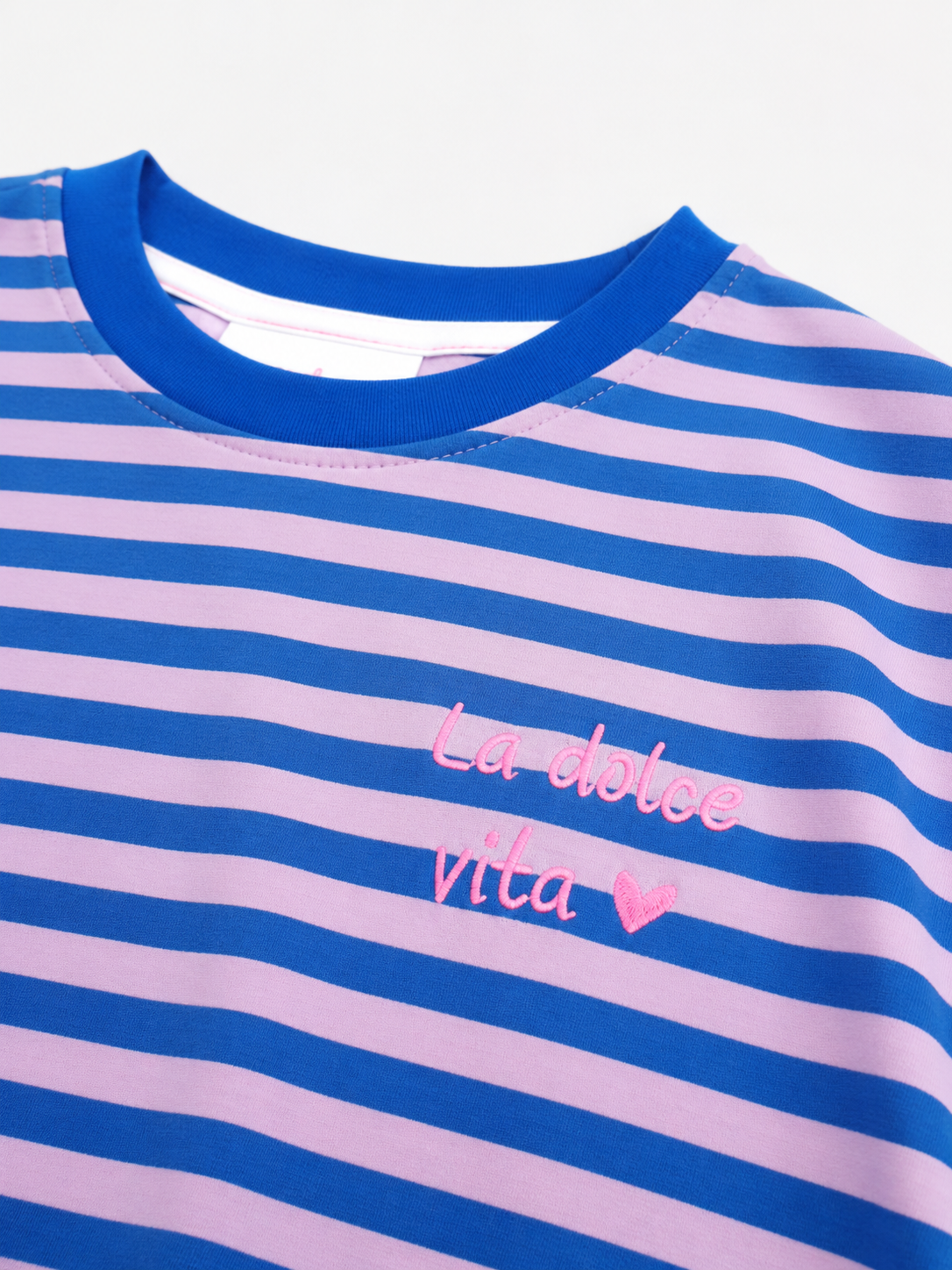 Oak T-shirt Streep La Dolce Vita Blauw - OAK Fashion Noordwolde