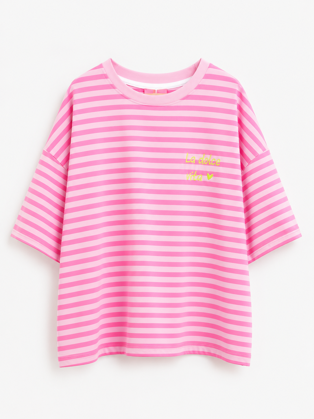 Oak T-shirt Streep La Dolce Vita Roze - OAK Fashion Noordwolde