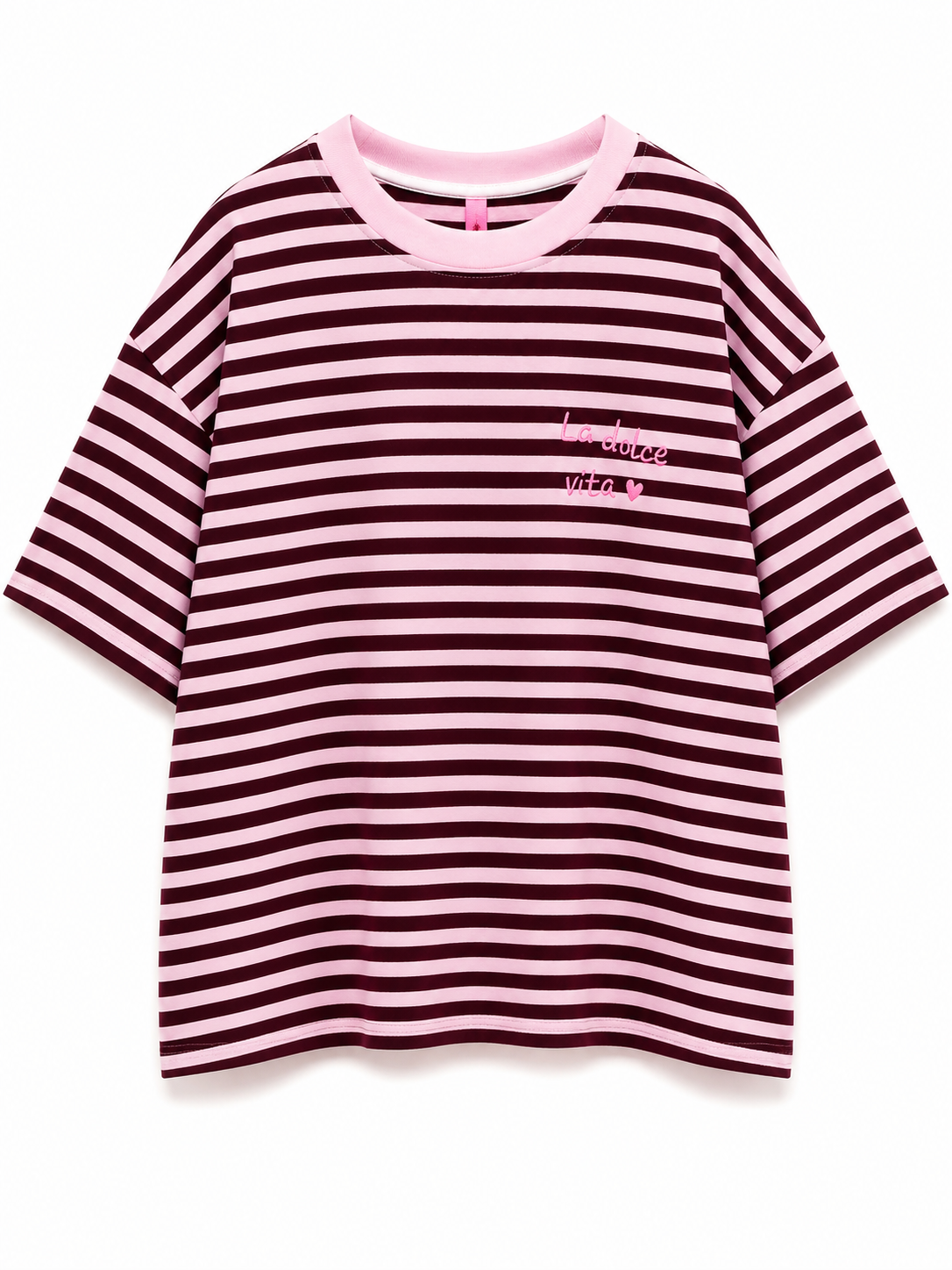 Oak T-shirt Streep La Dolce Vita Rood - OAK Fashion Noordwolde