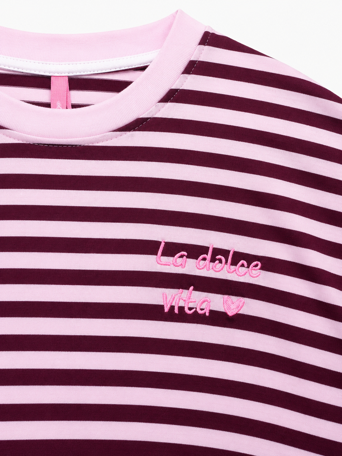 Oak T-shirt Streep La Dolce Vita Rood - OAK Fashion Noordwolde