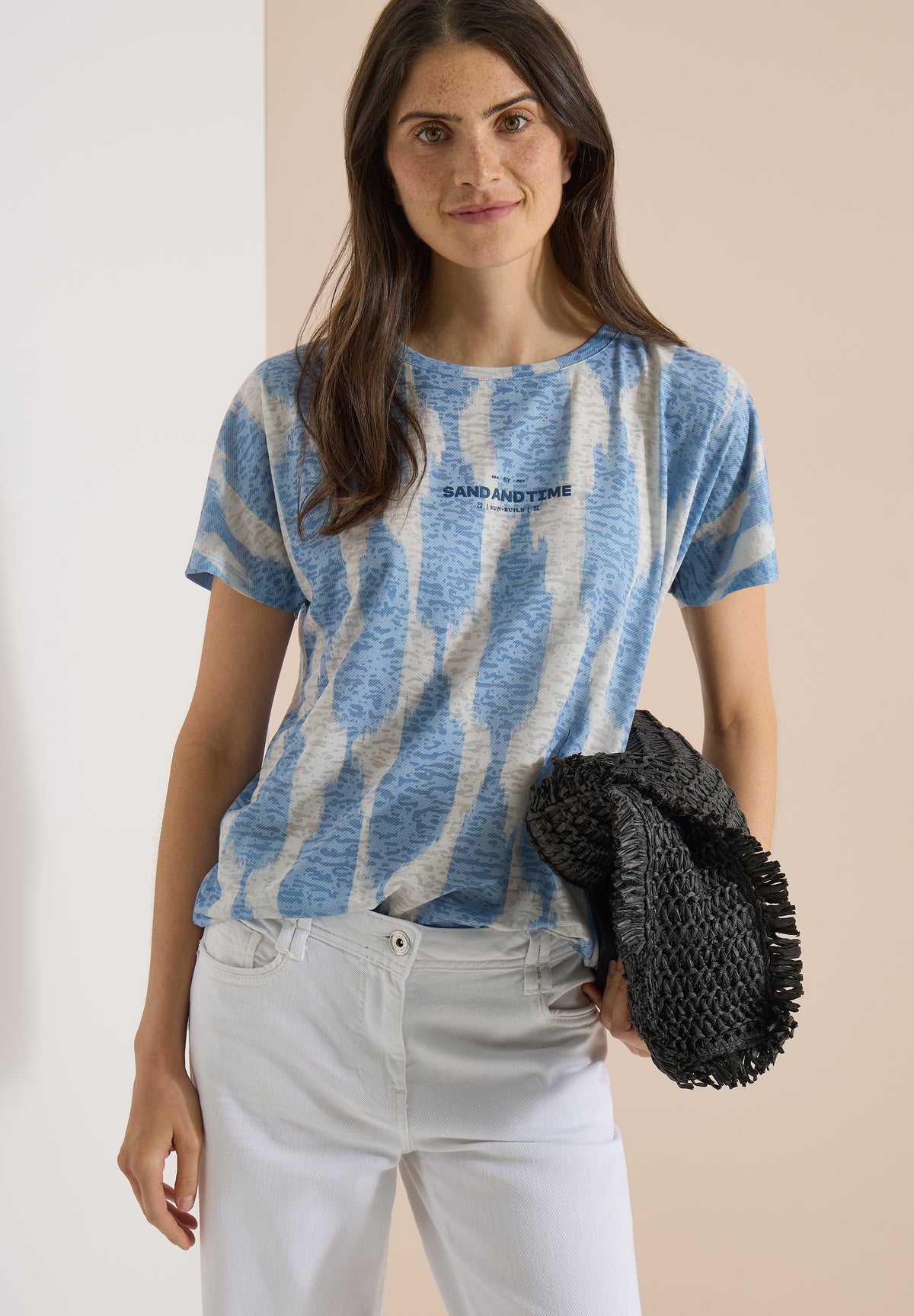 Cecil Top Burnout shirt Blauw - OAK Fashion Noordwolde