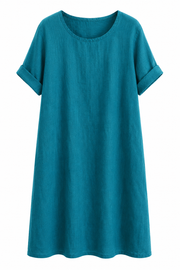 Oak Linnen Jurk Lino multi blue - OAK Fashion Noordwolde