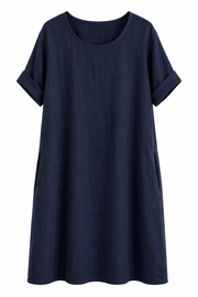 Oak Linnen Jurk Lino navy - OAK Fashion Noordwolde