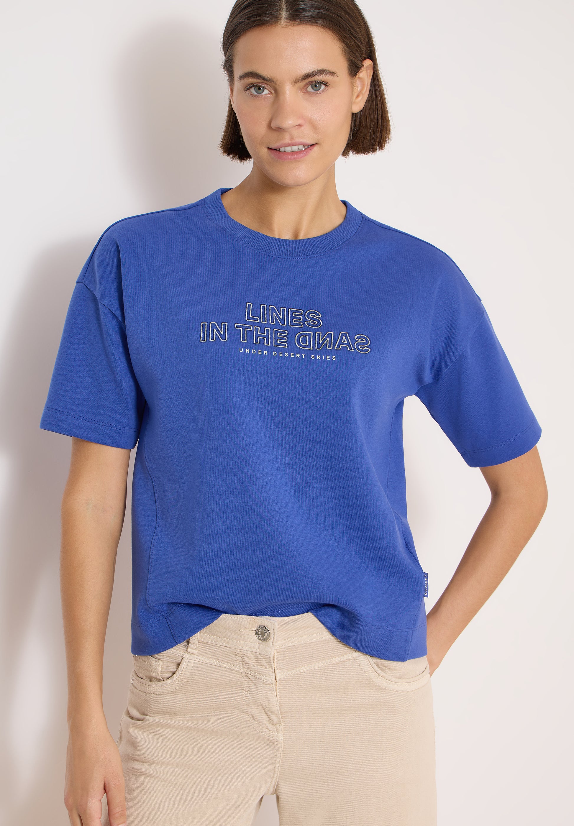 Cecil Sweatshirt Lines Blauw - OAK Fashion Noordwolde