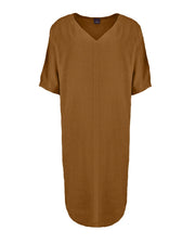 Fos Amsterdam Linnen Jurk Linde Bruin - OAK Fashion Noordwolde