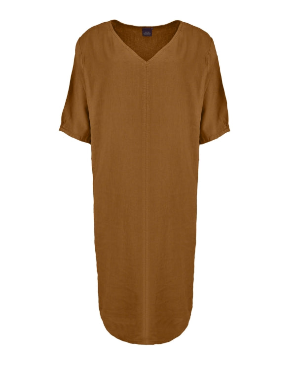 Fos Amsterdam Linnen Jurk Linde Bruin - OAK Fashion Noordwolde