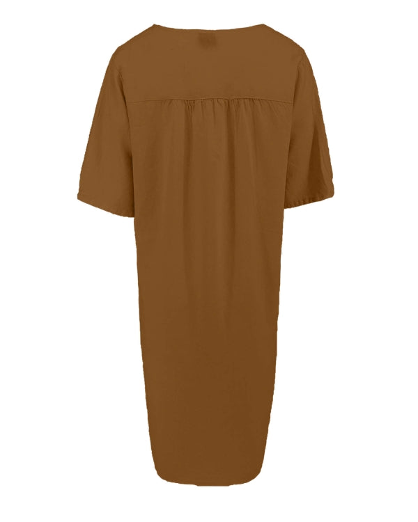 Fos Amsterdam Linnen Jurk Linde Bruin - OAK Fashion Noordwolde