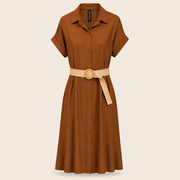 Iz Naiz Jurk met Riem Bruin - OAK Fashion Noordwolde