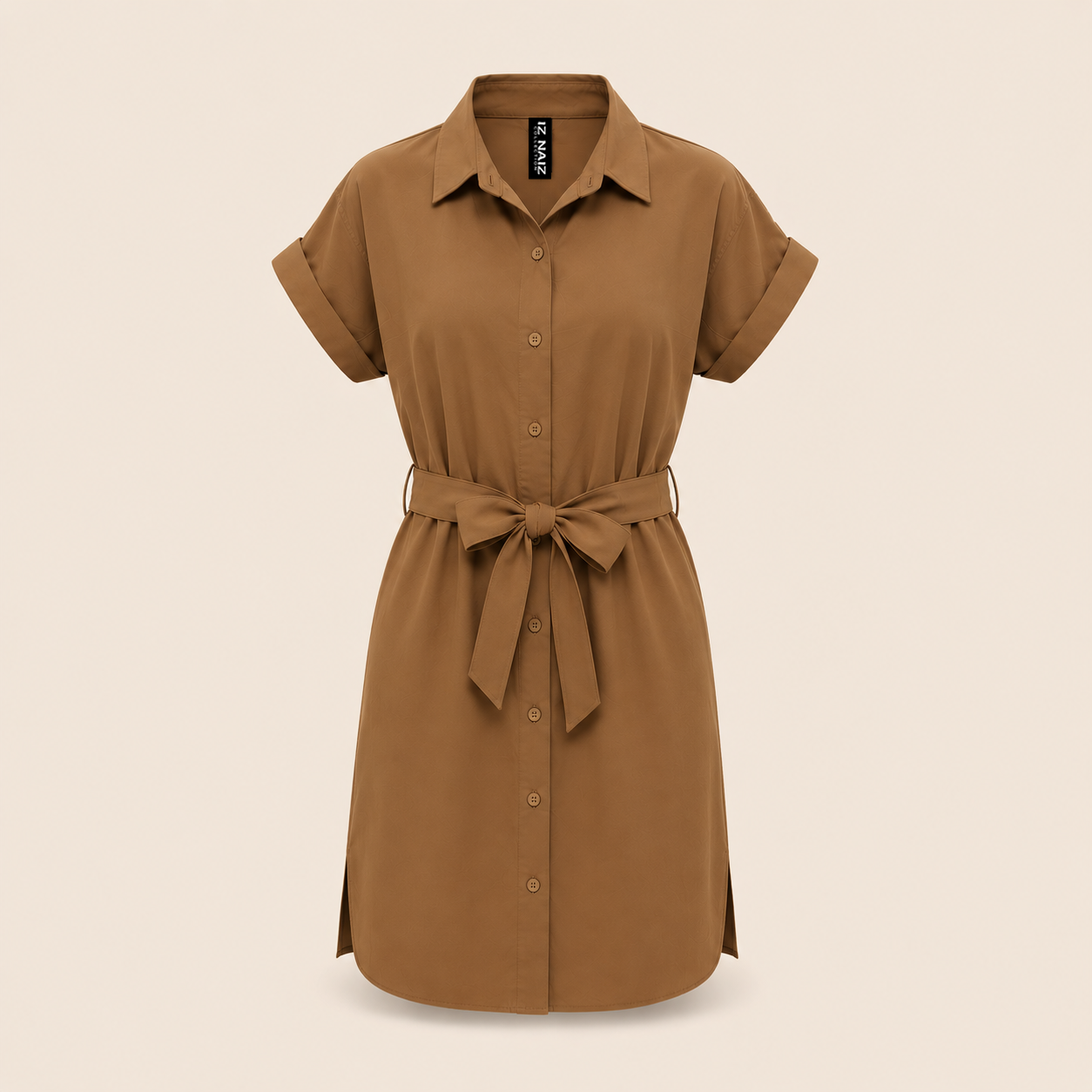 Iz Naiz Jurk Camel Bruin - OAK Fashion Noordwolde