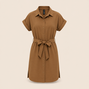 Iz Naiz Jurk Camel Bruin - OAK Fashion Noordwolde